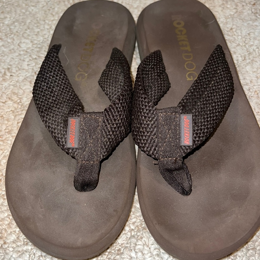 Brown flip flops